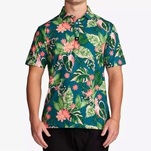 Bad‎ Birdie "Bad Botanist" Men's Golf Polo - Tropical Floral - Size Large